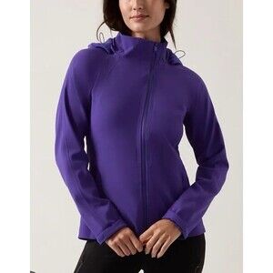NEW GAP Athleta XS Glacier Softshell Jacket Blue/Purple Hooded Hiking Outdoors